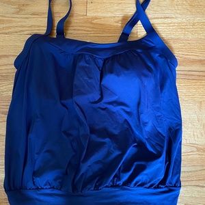 Lands End Swim Blouson Tankini Navy Blue 16w
